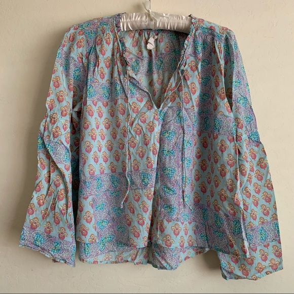 Anthropologie Lilka Boho Dreams Patterned Pastel Blouse Small - Picture 2 of 8